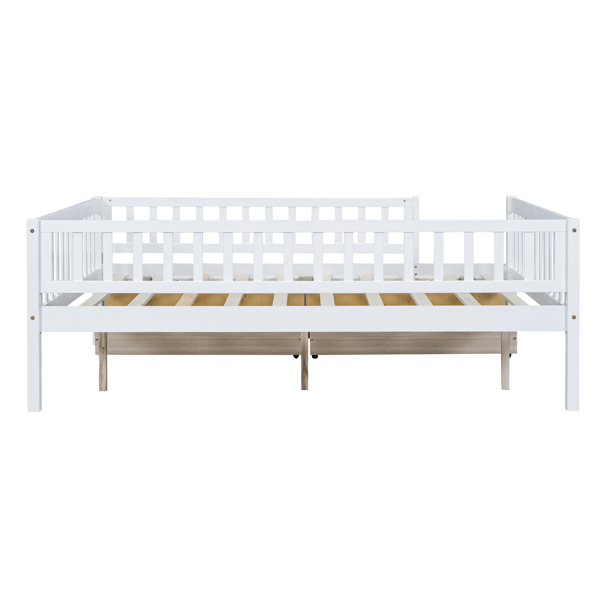 Full Size Daybed Wood Bed With Two Drawerswhite Full White Solid Wood