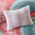 Boho Comforter Set With Bed Sheets Queen Coral Polyester