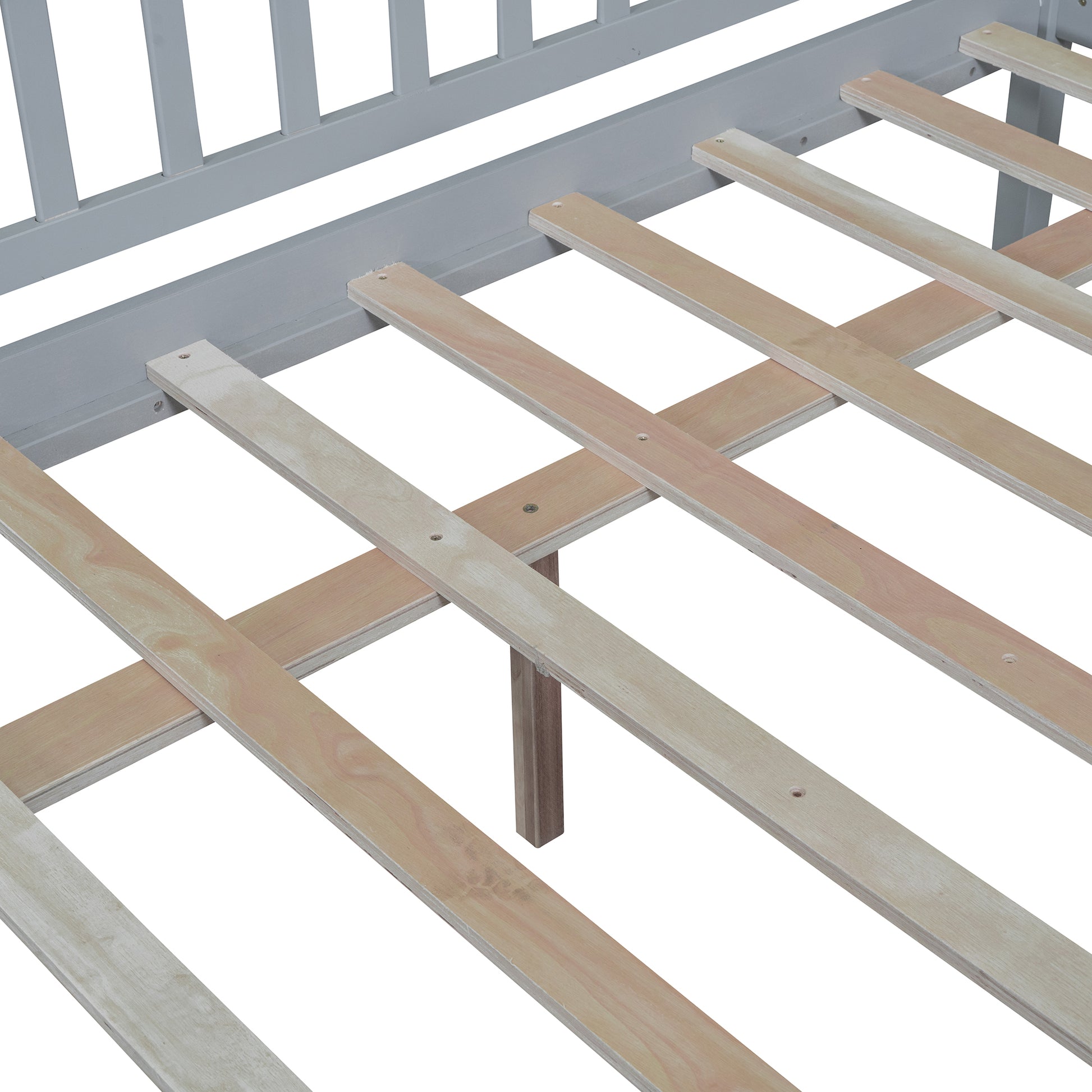 Full Size Daybed Wood Bed With Two Drawers, Gray Full Gray Solid Wood