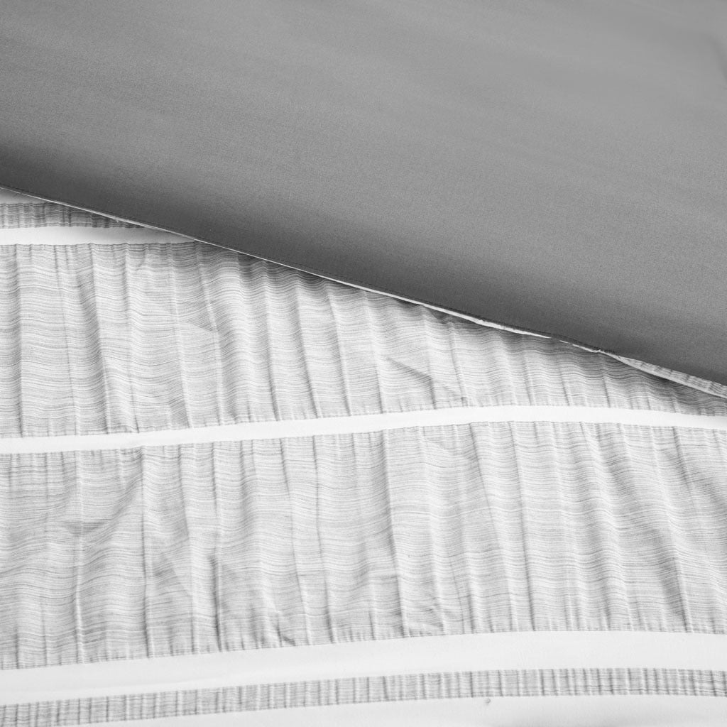 Striped Comforter Set Full Grey Microfiber