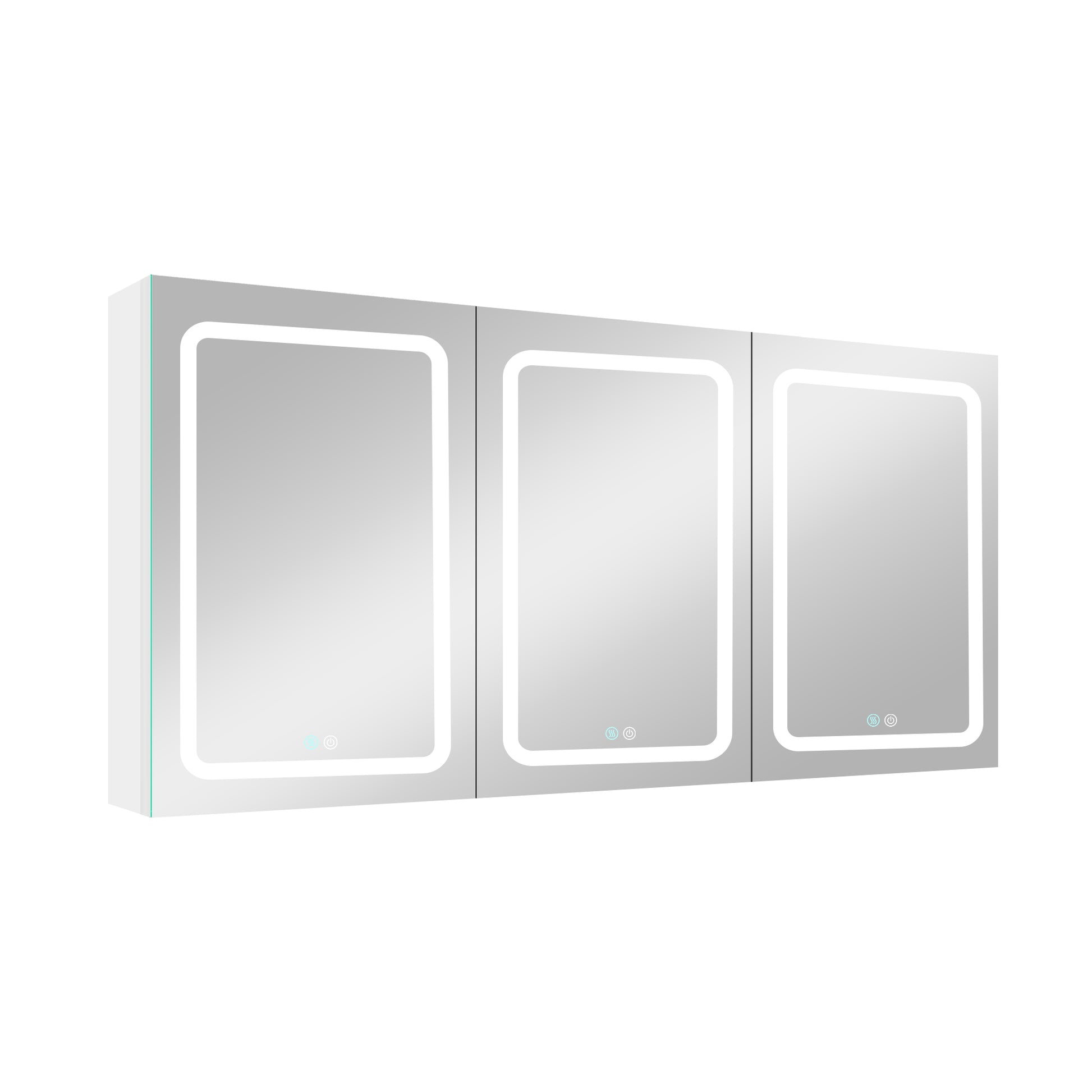 60X30 Inch Led Bathroom Medicine Cabinet Surface Mount Double Door Lighted Medicine Cabinet, Medicine Cabinets For Bathroom With Mirror Defogging, Dimmer White White Aluminium