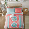 Boho Comforter Set With Bed Sheets Twin Coral Polyester