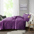 Velvet Comforter Set King Purple Polyester