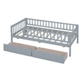 Twin Size Daybed Wood Bed With Two Drawers, Gray Twin Gray Solid Wood