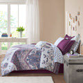 Boho Comforter Set With Bed Sheets Twin Purple Polyester