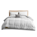 Striped Comforter Set Full Grey Microfiber