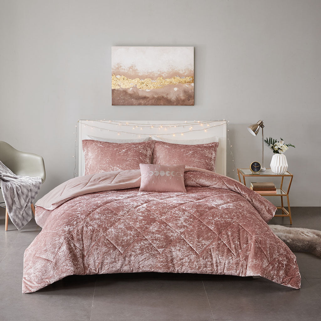 Velvet Comforter Set Twin Xl Blush Polyester