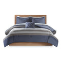 Striped Comforter Set With Bed Sheets Twin Blue Grey Polyester