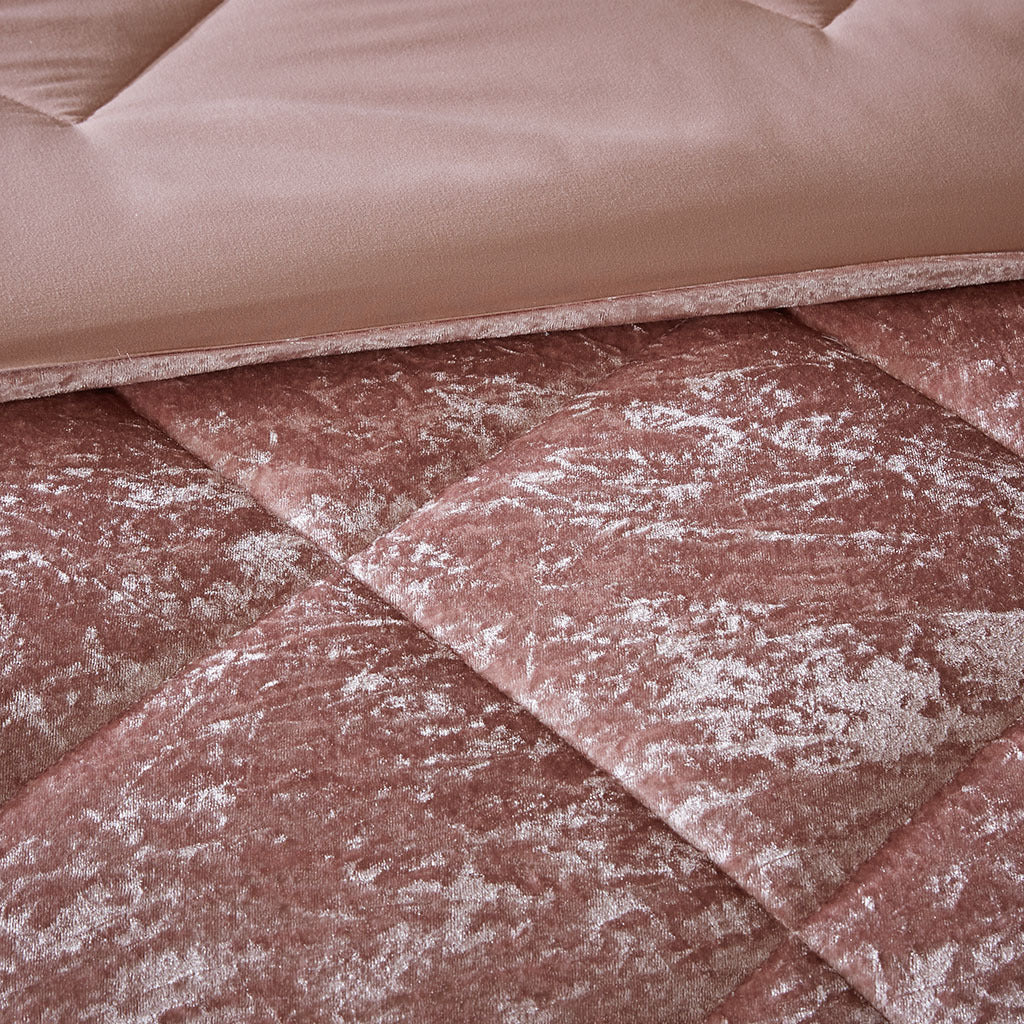 Velvet Comforter Set King Blush Polyester