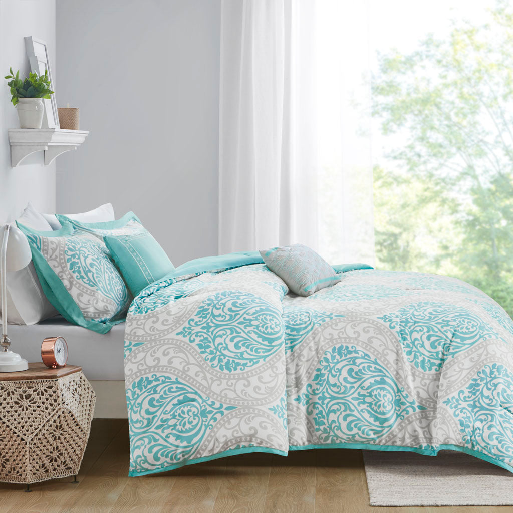 Comforter Set King Aqua Polyester