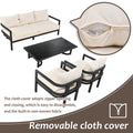 Multi Person Outdoor Steel Sofa Set, Waterproof, Anti Rust And Anti Uv, Suitable For Gardens And Lawns Beige Steel