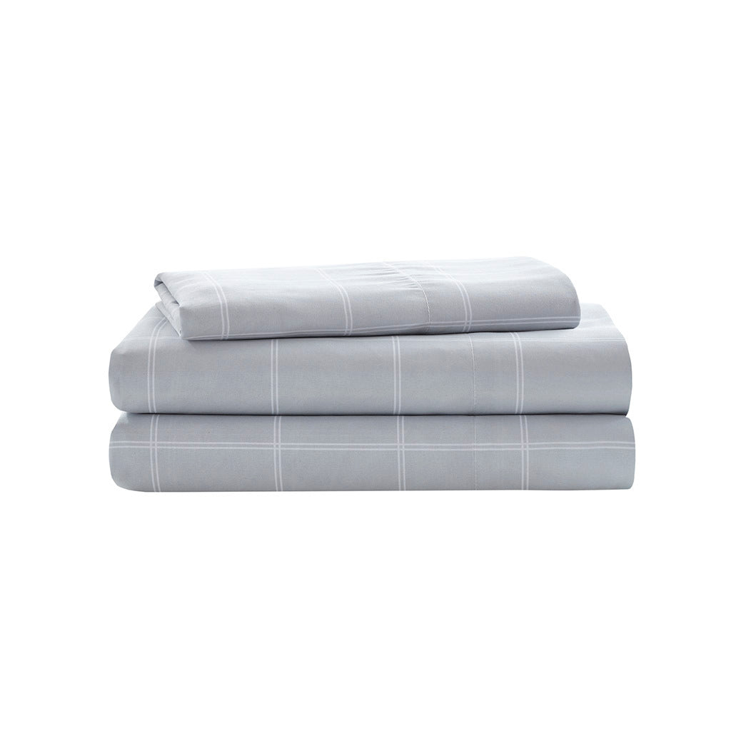 Striped Comforter Set With Bed Sheets Queen Blue Grey Polyester