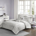 Metallic Triangle Print Comforter Set Twin Grey Silver Polyester