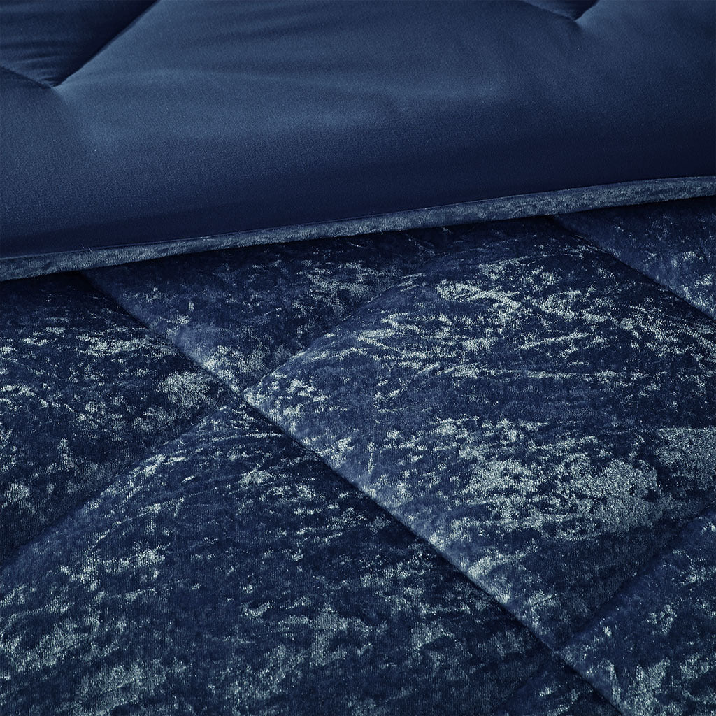 Velvet Comforter Set Twin Xl Navy Polyester
