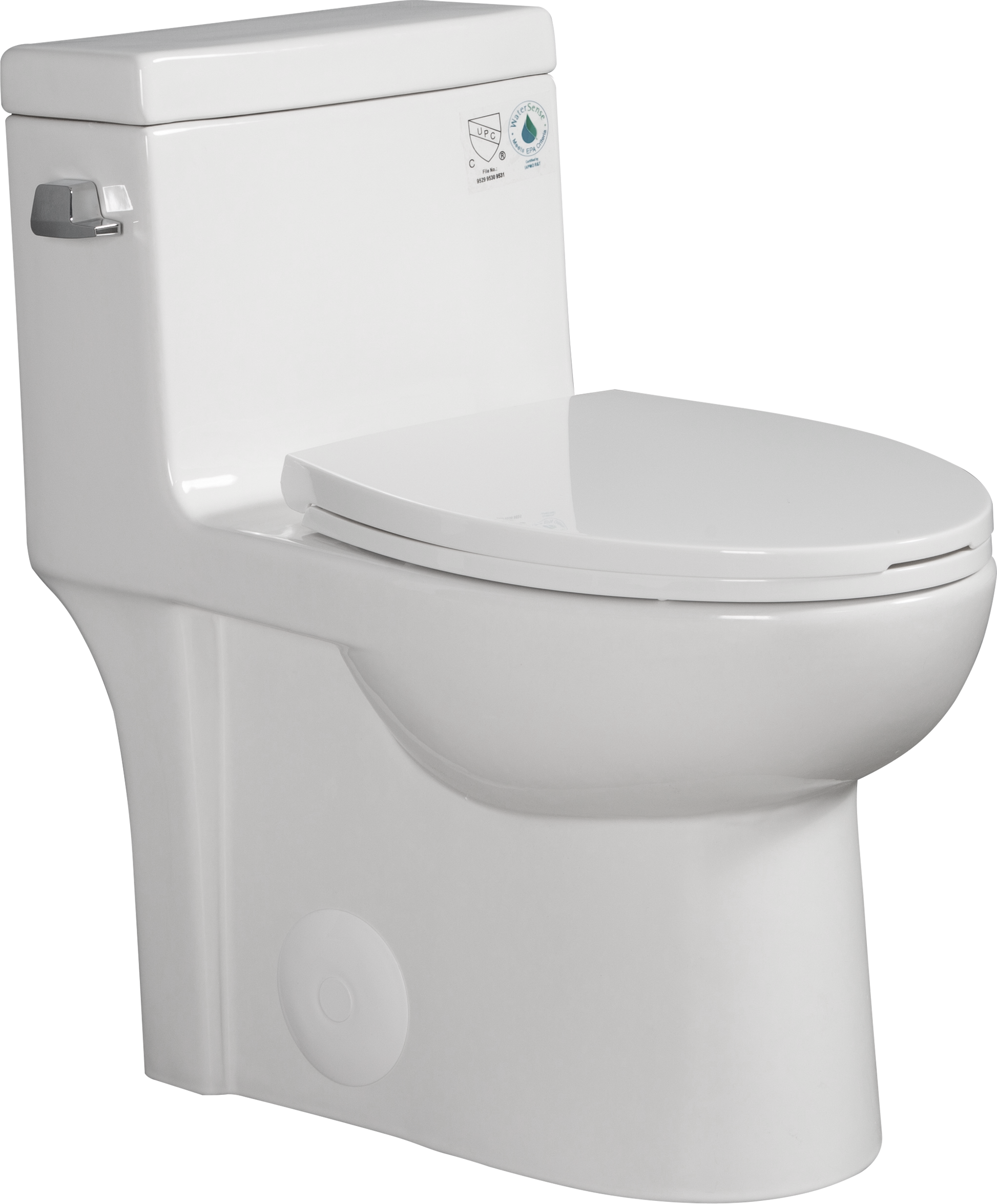 1.28 Gpf Single Flush One Piece Toilet, Water Saving Elongated Comfort Height Floor Mounted, Soft Closing Seat, 1000 Gram Map Flushing Score Toilet, Gloss White 23T03 Gw Gloss White Ceramic