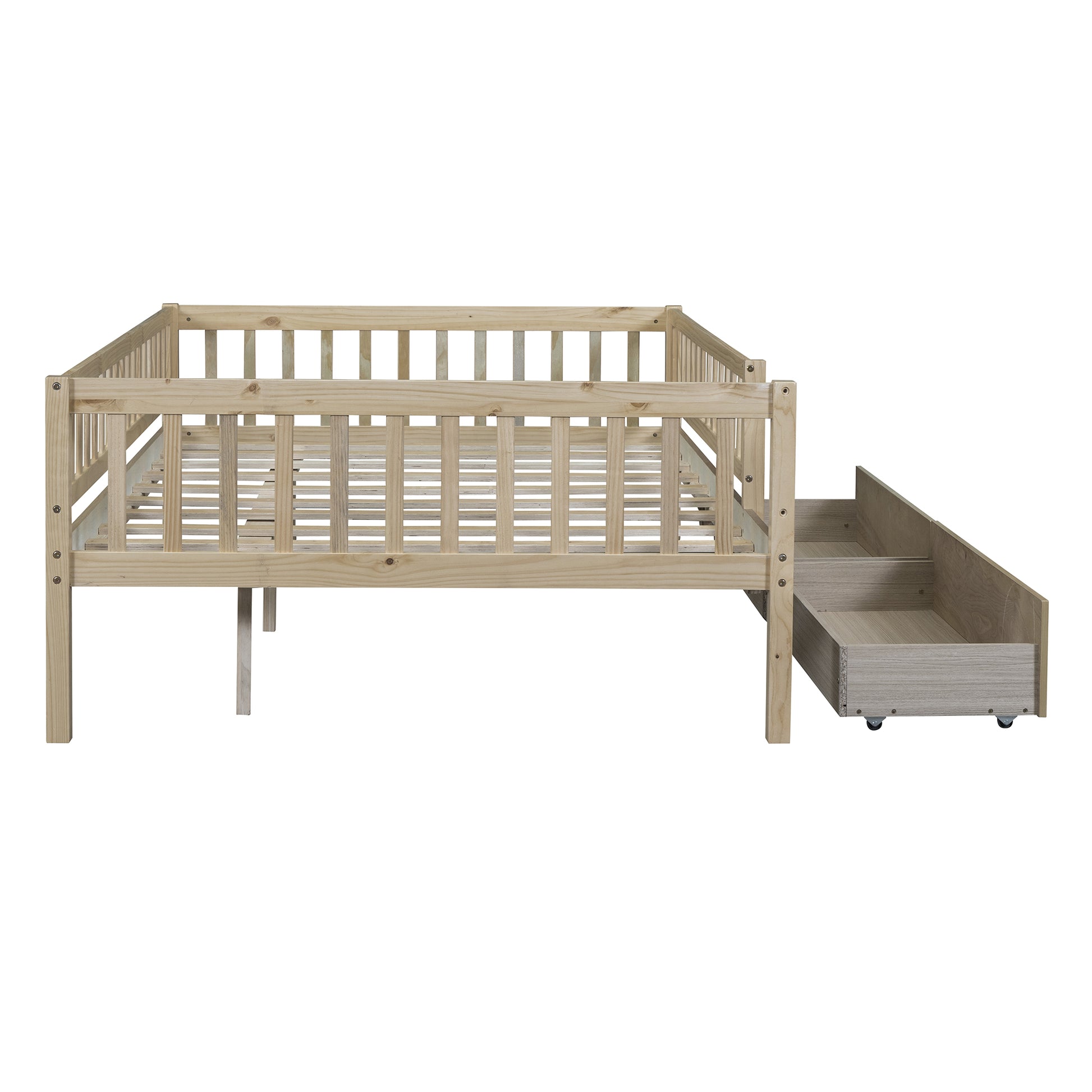 Full Size Daybed Wood Bed With Two Drawers, Natural Full Natural Solid Wood