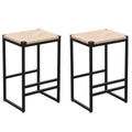 Set Of 2 Backless Bar Stools For Kitchen Counter Paper Rope Woven Dining Chairs For Home & Kitchen Paper Rope Backless Natural Metal