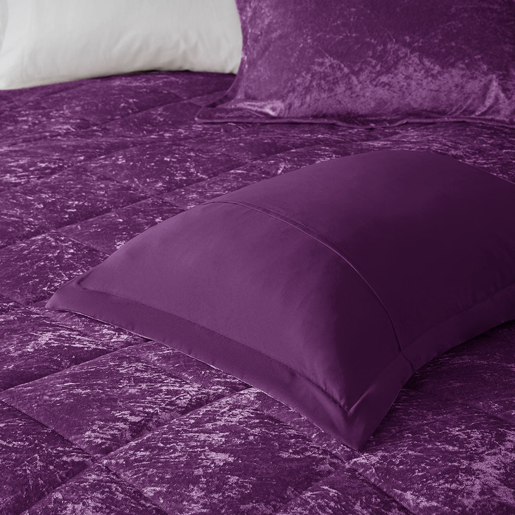 Velvet Comforter Set Full Purple Polyester