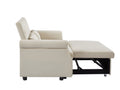 Artemax 55'' Modern Shiny Velvet Convertible Loveseat Sleeper Sofa Couch W 2 Lumbar Pillows, Adjustable Pull Out Bed And Removable Armrest For Nursery, Living Room, Apartment, Home Office Beige Foam Velvet