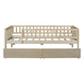 Twin Size Daybed Wood Bed With Two Drawers, Natural Twin Natural Solid Wood