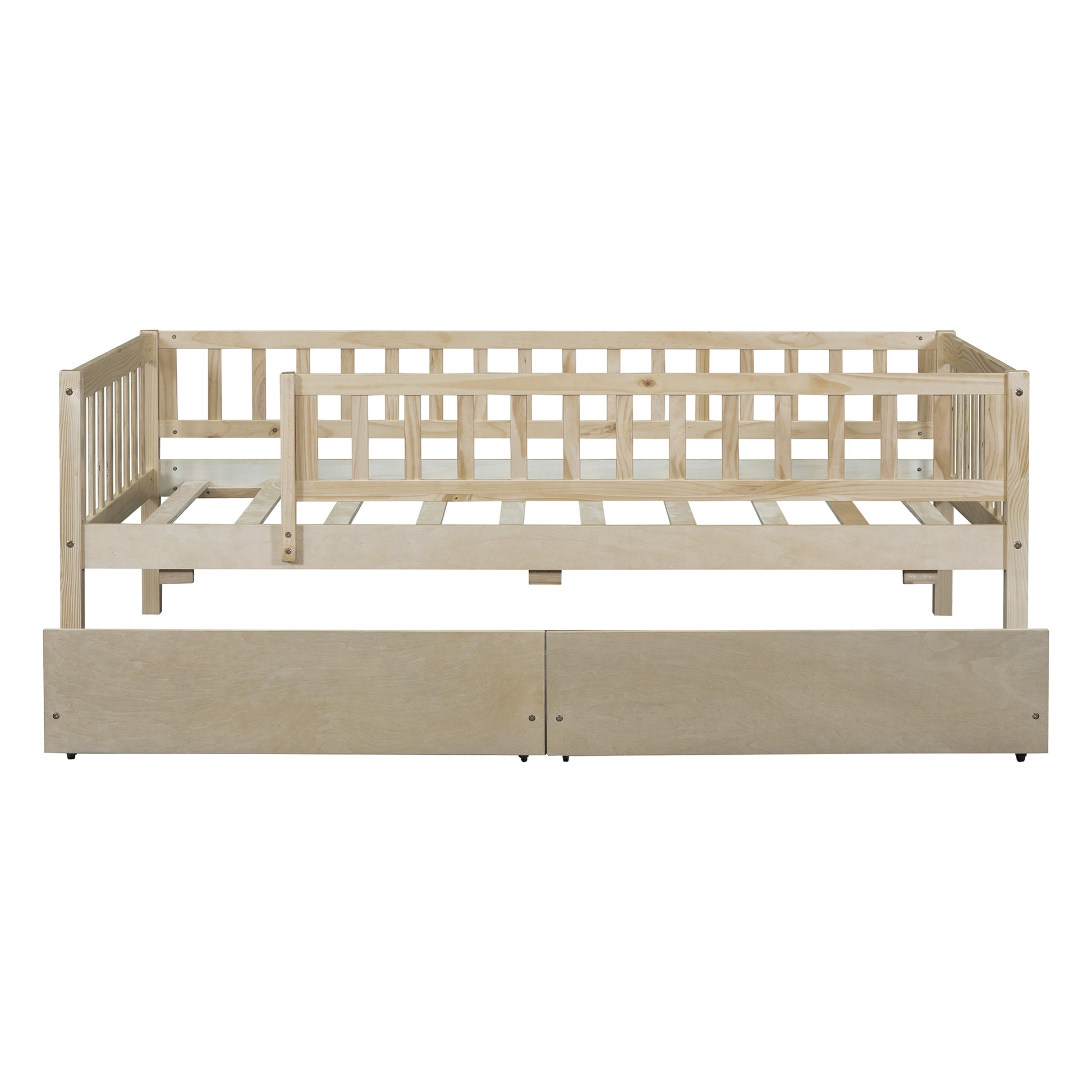 Twin Size Daybed Wood Bed With Two Drawers, Natural Twin Natural Solid Wood