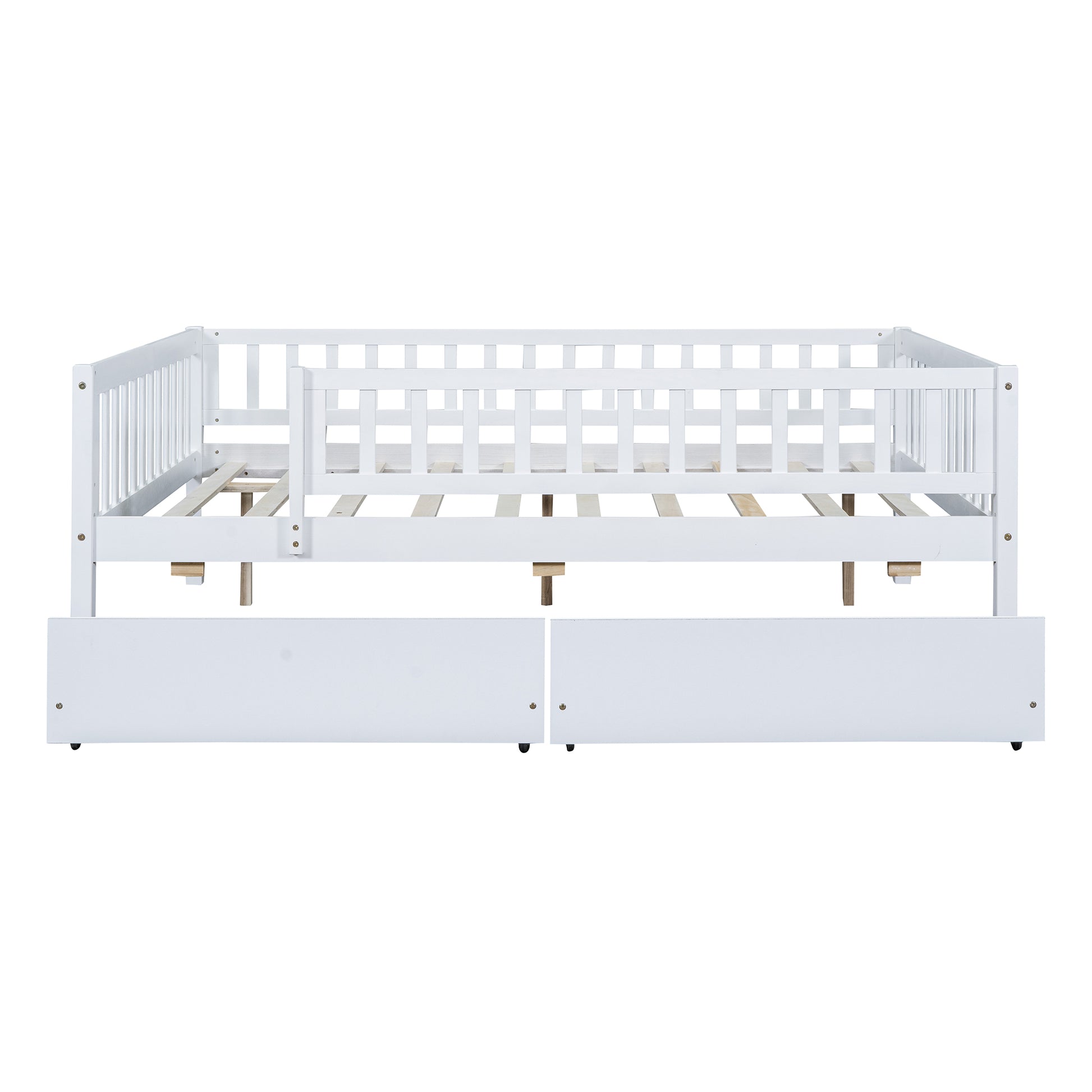 Full Size Daybed Wood Bed With Two Drawerswhite Full White Solid Wood