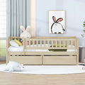 Twin Size Daybed Wood Bed With Two Drawers, Natural Twin Natural Solid Wood