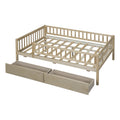 Full Size Daybed Wood Bed With Two Drawers, Natural Full Natural Solid Wood