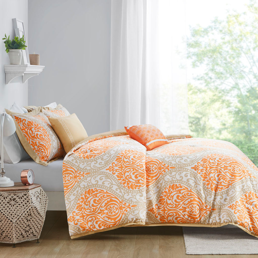 Comforter Set Twin Orange Polyester