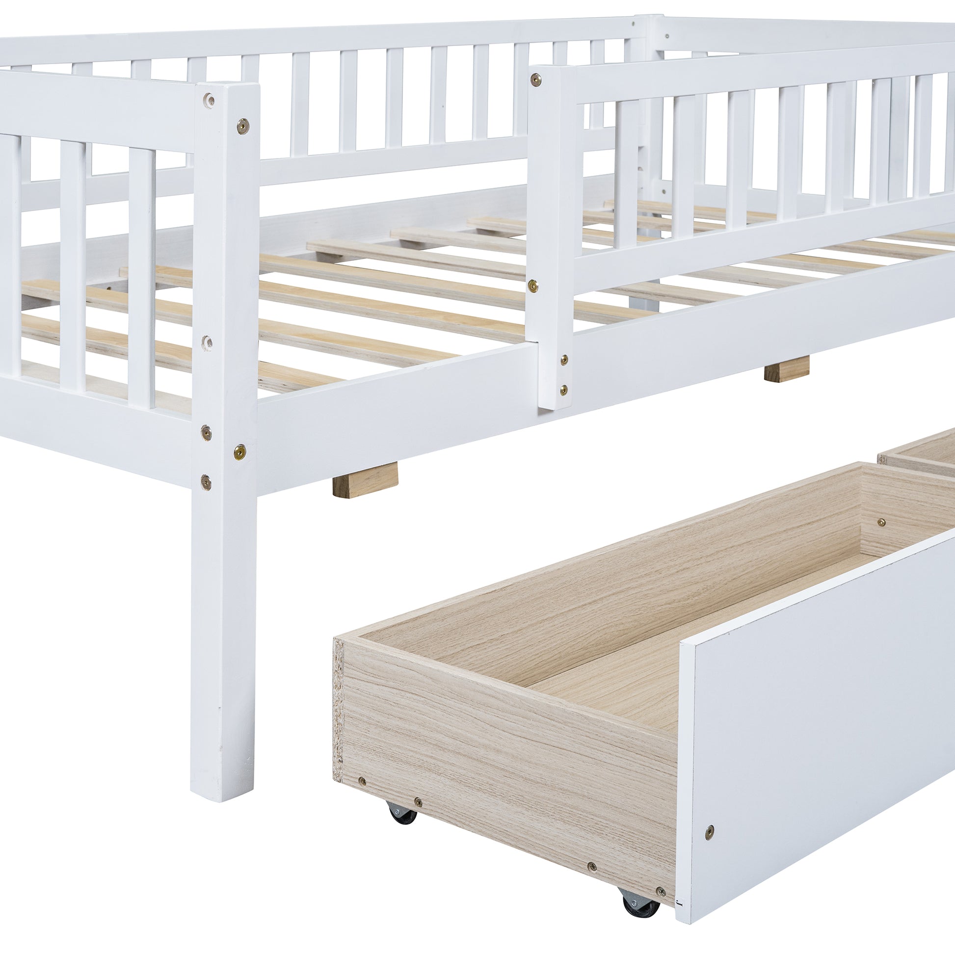 Twin Size Daybed Wood Bed With Two Drawerswhite Twin White Solid Wood