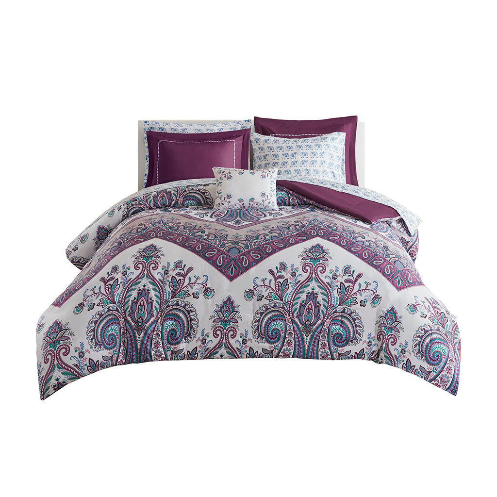 Boho Comforter Set With Bed Sheets Full Purple Polyester