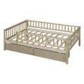 Full Size Daybed Wood Bed With Two Drawers, Natural Full Natural Solid Wood