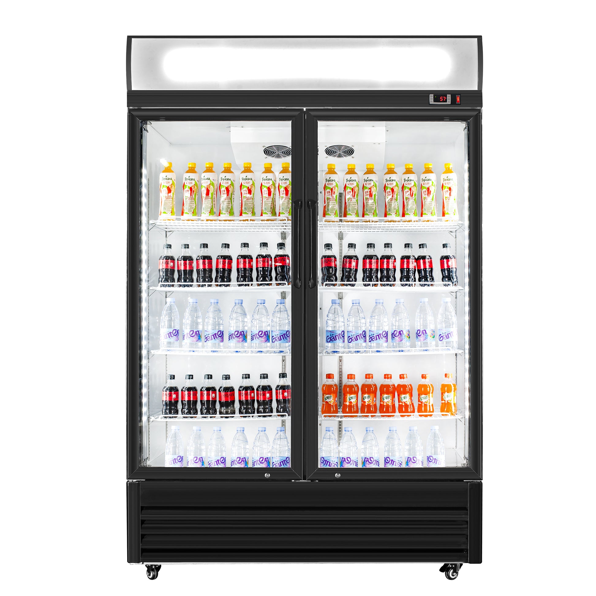 51" Glass Door Merchandiser Refrigerator Beverage Cooler With Swing Door Antique White Polyurethane Metal