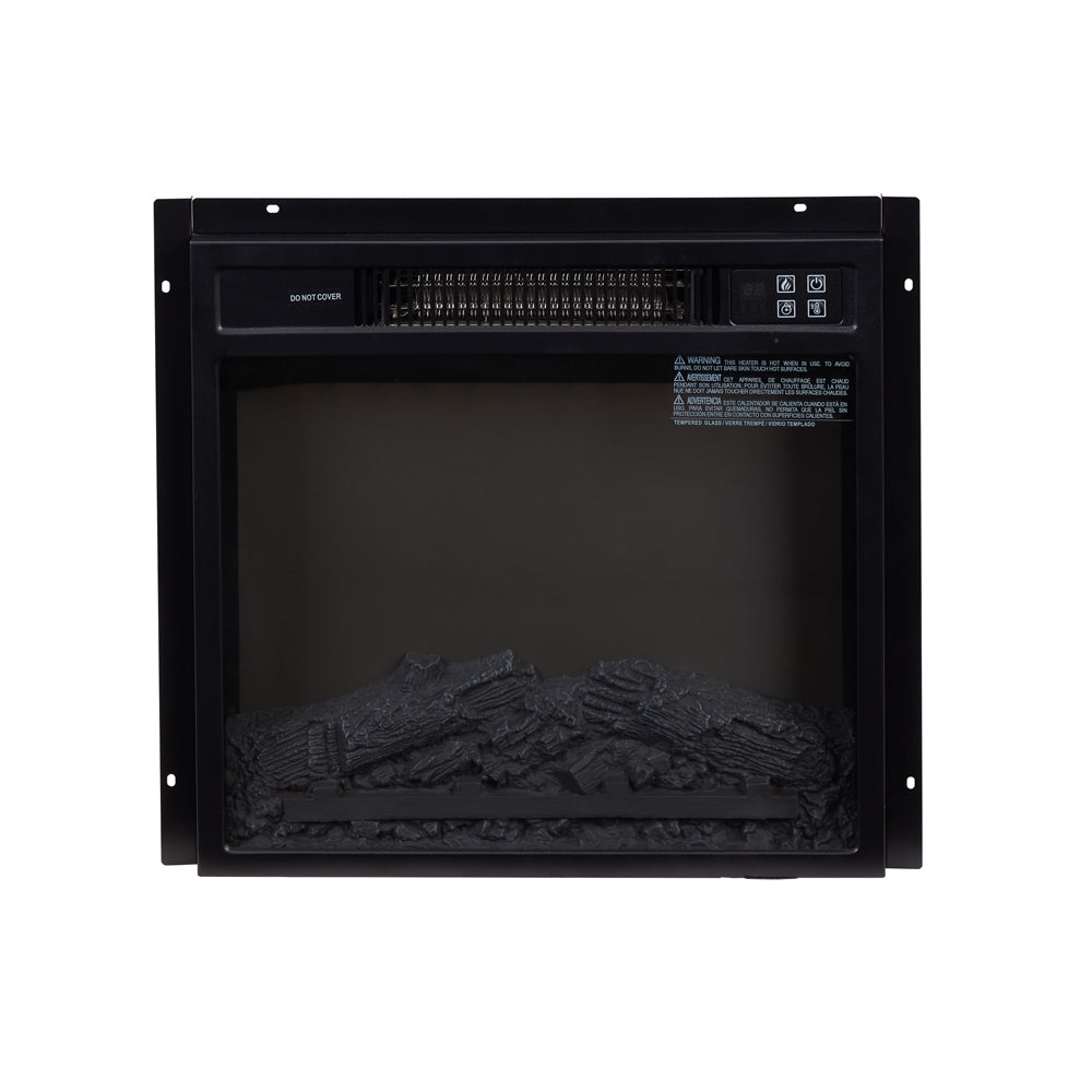 Electric Fireplace Insert 18" 1400W 120V Black Tempered Glass Sheet Metal Plastic