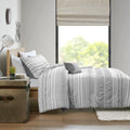 Striped Comforter Set Full Grey Microfiber