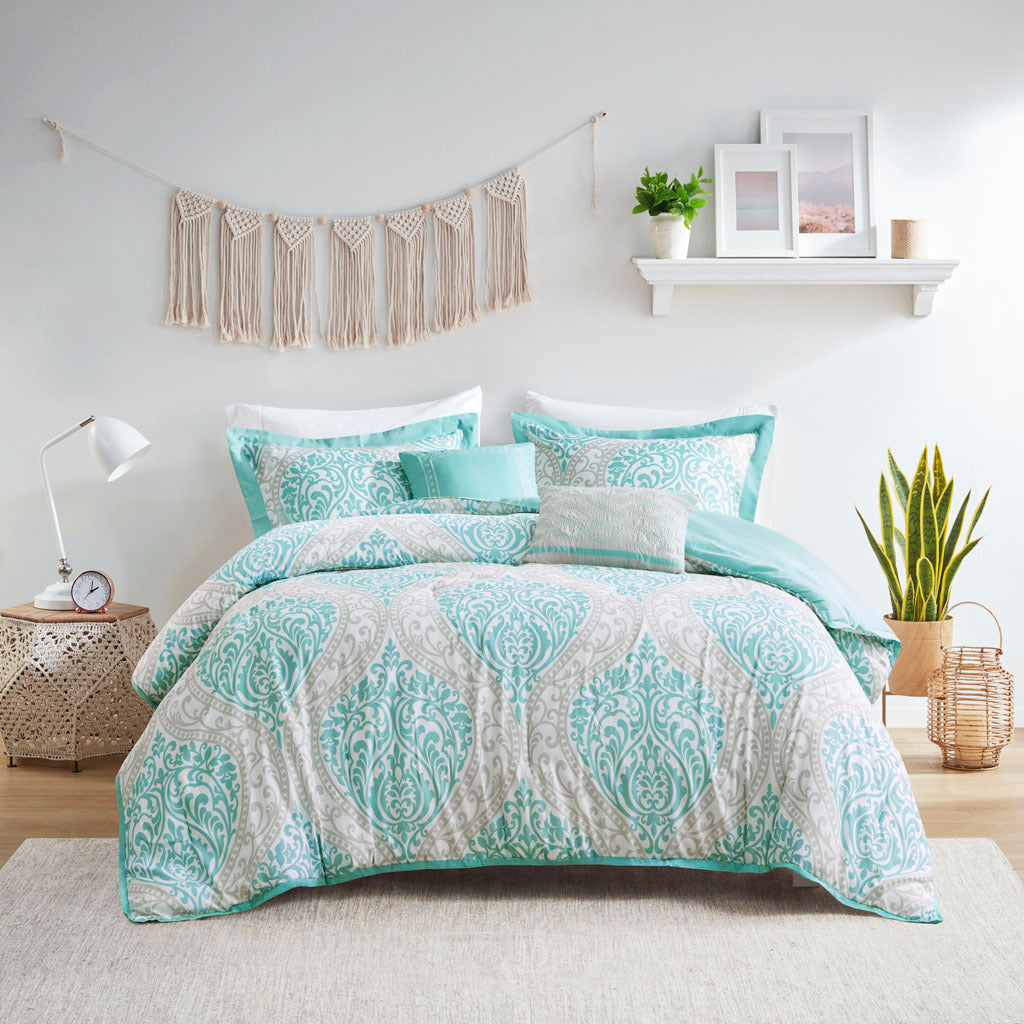 Comforter Set King Aqua Polyester