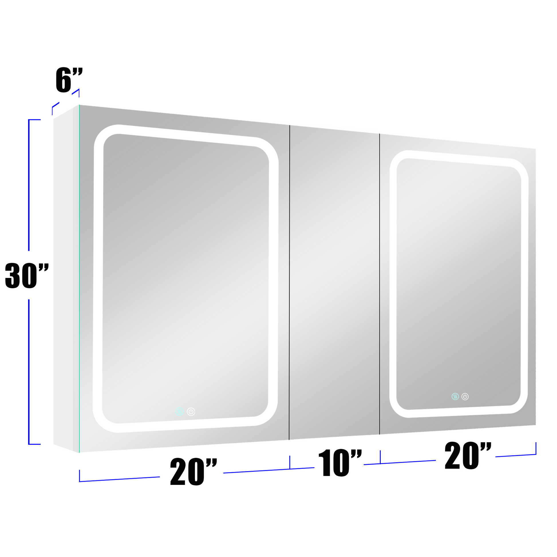 50X30 Inch Led Bathroom Medicine Cabinet Surface Mount Double Door Lighted Medicine Cabinet, Medicine Cabinets For Bathroom With Mirror Defogging, Dimmer White White Aluminium