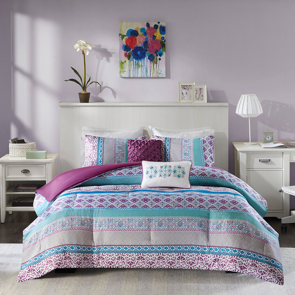 Comforter Set Twin Purple Polyester