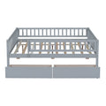 Full Size Daybed Wood Bed With Two Drawers, Gray Full Gray Solid Wood