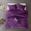 Velvet Comforter Set King Purple Polyester