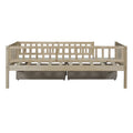 Twin Size Daybed Wood Bed With Two Drawers, Natural Twin Natural Solid Wood