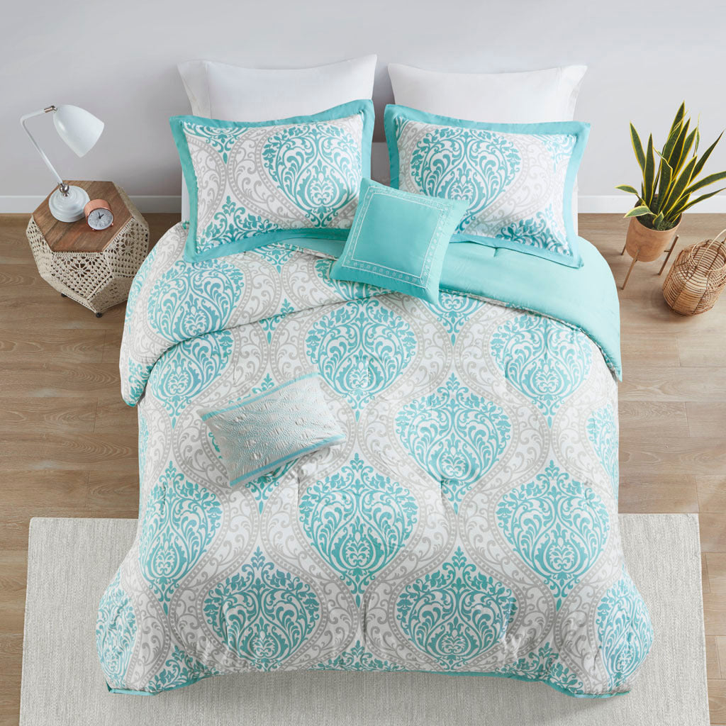 Comforter Set Full Aqua Polyester