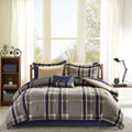 Plaid Comforter Set With Bed Sheets Twin Navy Multi Polyester