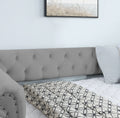 Daybed With Trundle Upholstered Tufted Sofa Bed, With Beautiful Round Armset Design, Twin Size, Grey Beige Solid Wood