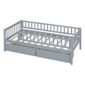 Twin Size Daybed Wood Bed With Two Drawers, Gray Twin Gray Solid Wood