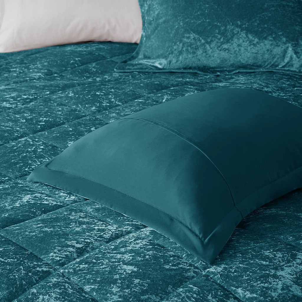 Velvet Comforter Set Full Teal Polyester