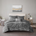 Velvet Comforter Set Twin Grey Polyester