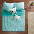 Metallic Printed Comforter Set King Aqua Silver Polyester