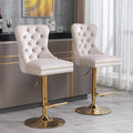 Thick Golden Swivel Velvet Barstools Adjusatble Seat Height From 27 35 Inch, Modern Upholstered Bar Stools With Backs Comfortable Tufted For Home Pub And Kitchen Island Beige,Set Of 2 Beige Dining Room American Design Bar Stools Rubberwood Set Of 2 Foam