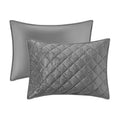 Velvet Quilt Set Full Grey Polyester